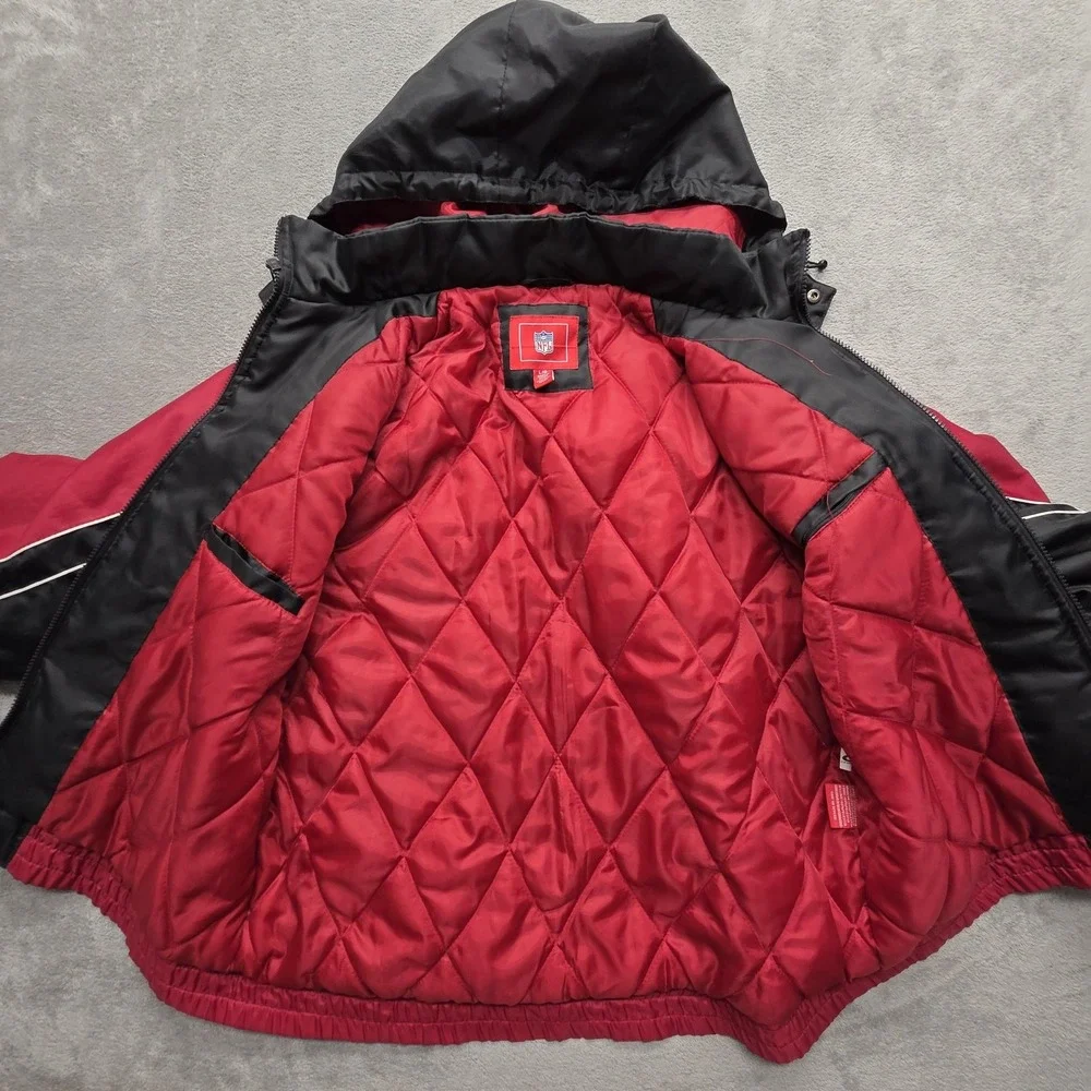 San Francisco 49ers Jacket Mens Large Red NFL Football Hooded Quilted Parka